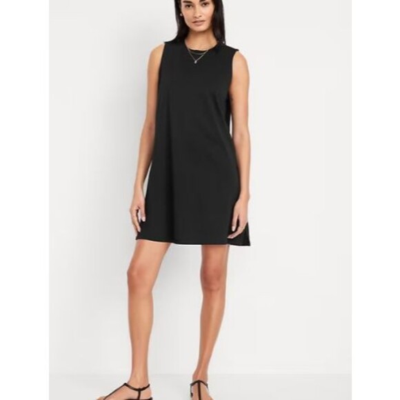 Women's 2X T-Shirt Dress Black Old Navy Sleeveless Rib Knit Crew Neck NWT - Picture 1 of 2